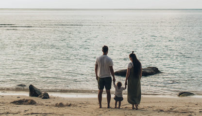 Familj på strand
